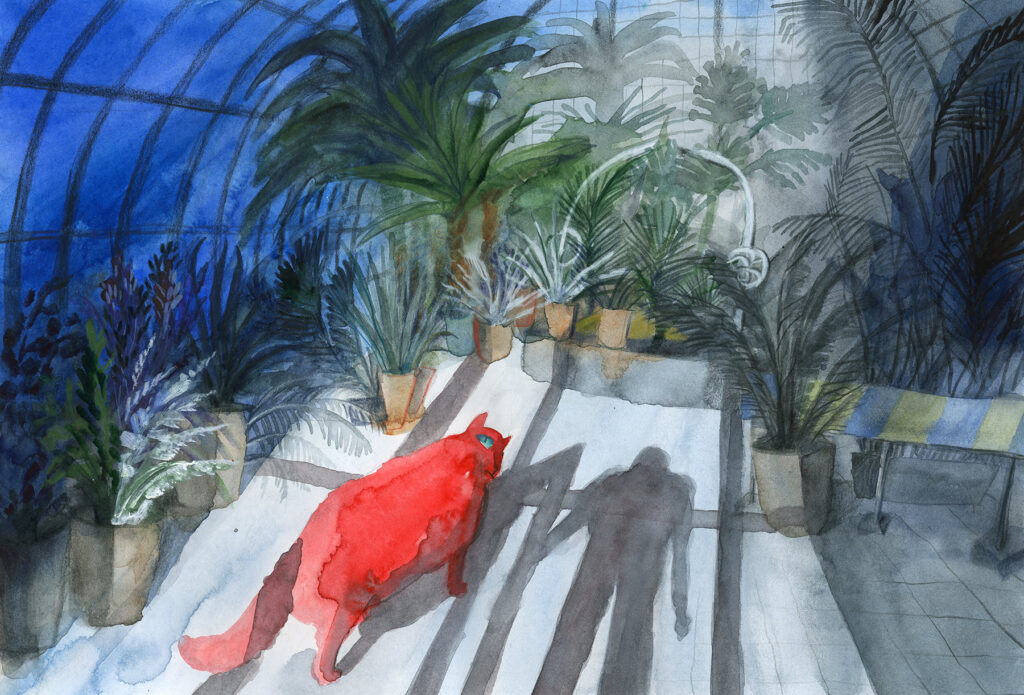 Palmhuset Goteborg with a red cat